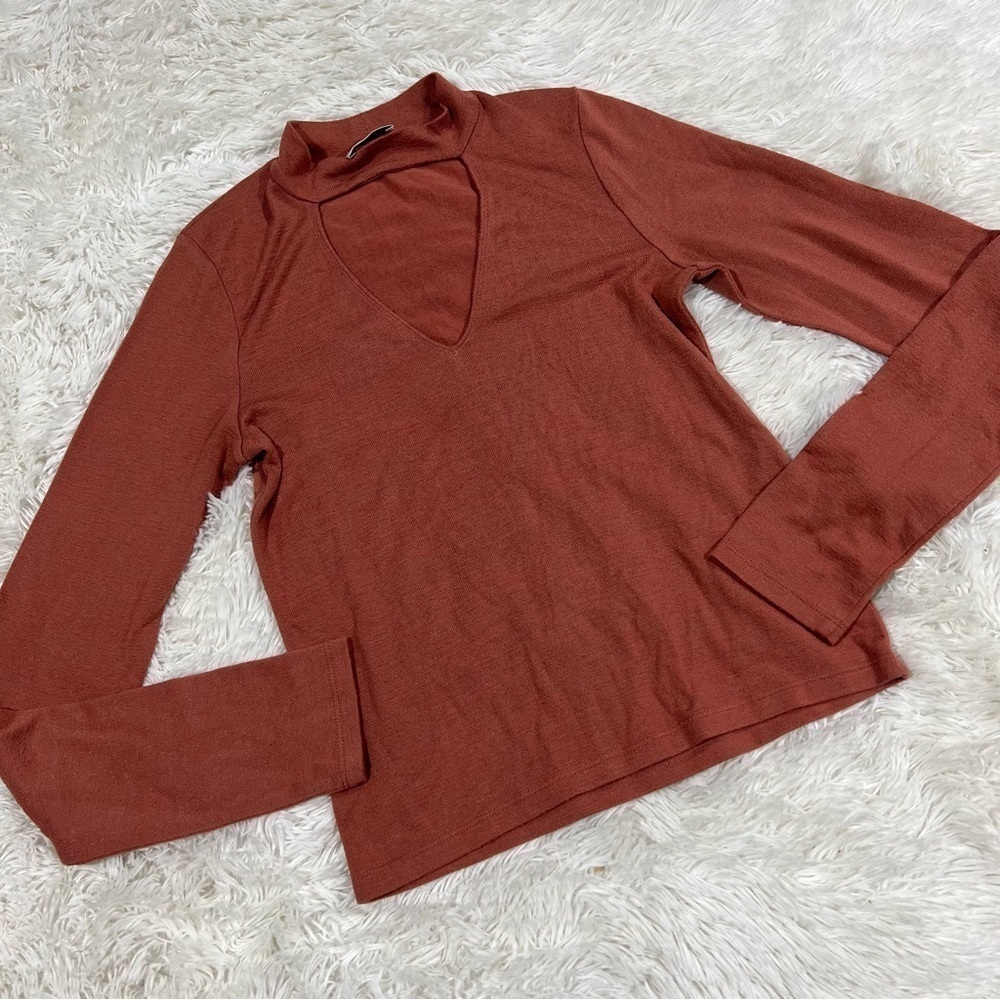 Wilfred Free Long Sleeve Keyhole Choker Neck Woman’s Top Size M